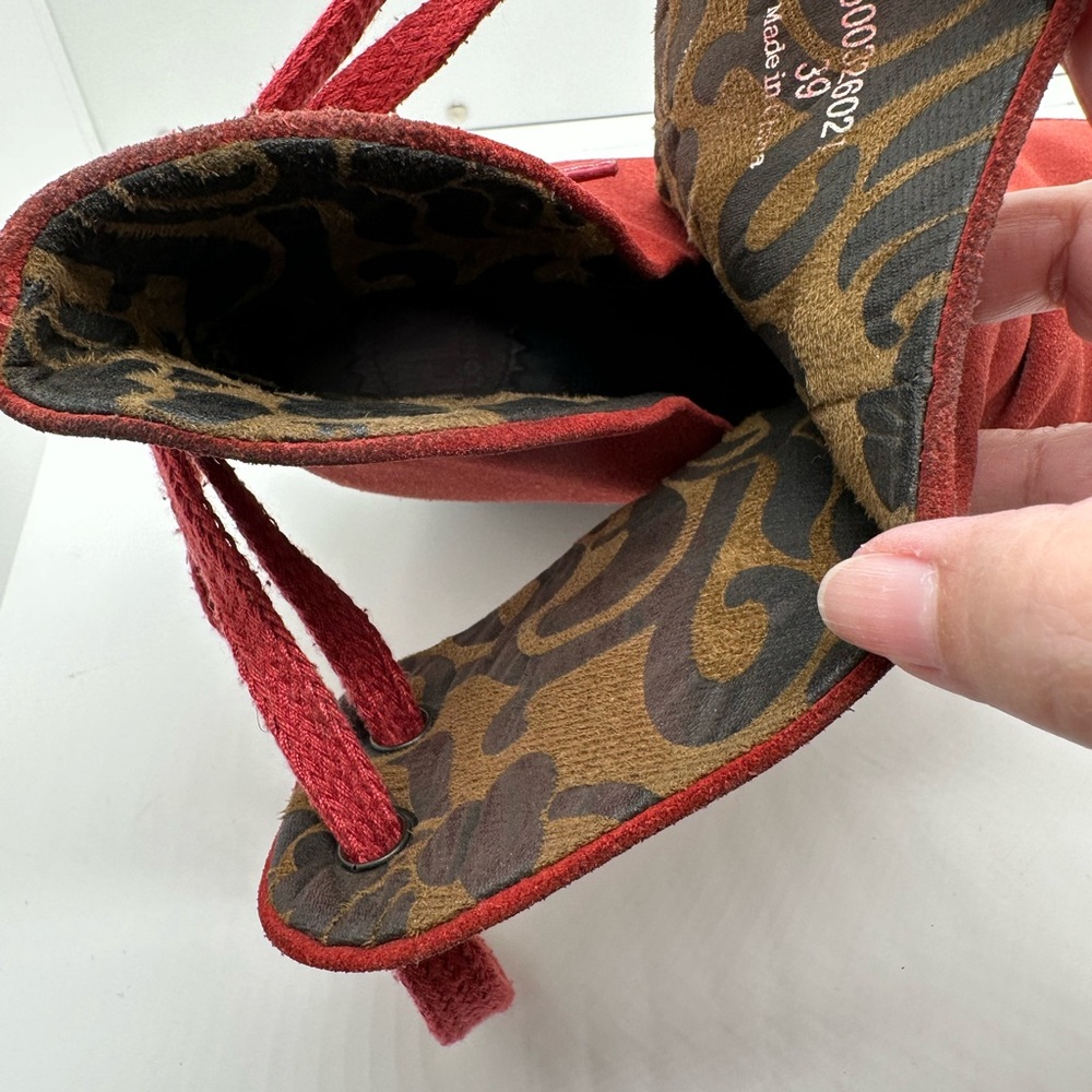 Fly London Yama Platform Wedge Ankle Boots Red Suede Leather Size EU 37 - Picture 10 of 12